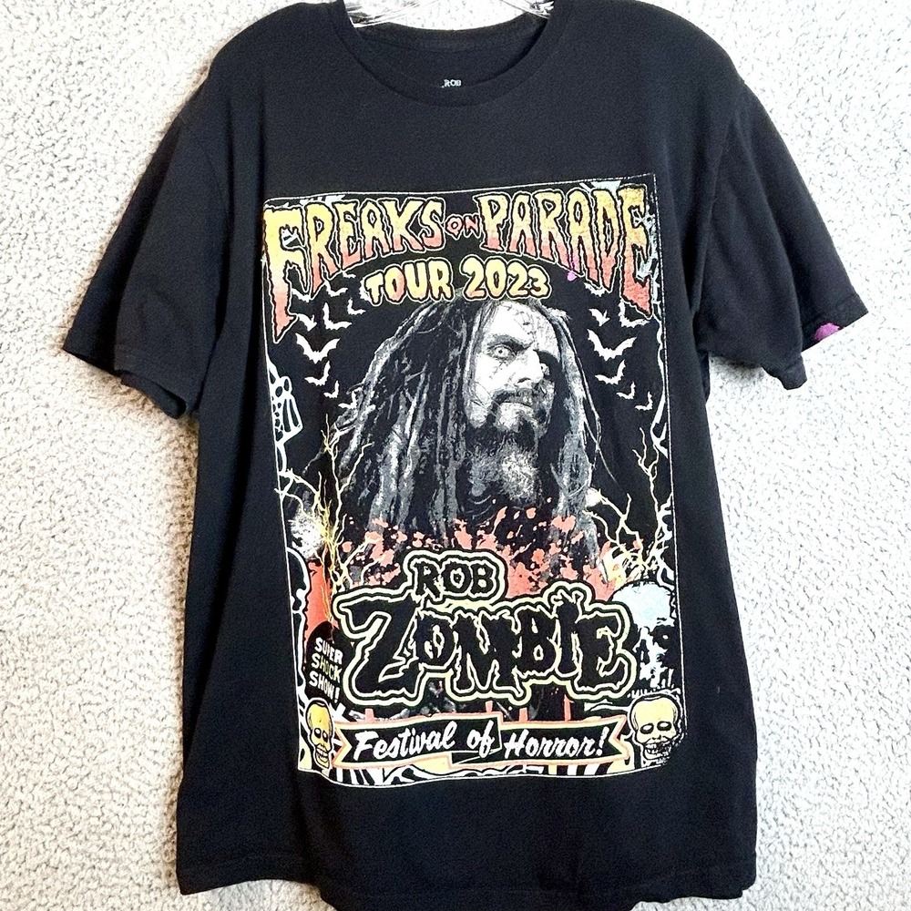 Rob Zombie 2023 Freaks on Parade Concert Tour Double Sided T Shirt L